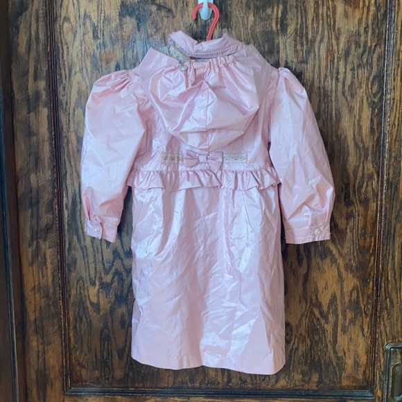 Vintage pink formal coat size 4 rose buttons trench coat style shimmer jacket - Picture 5 of 10